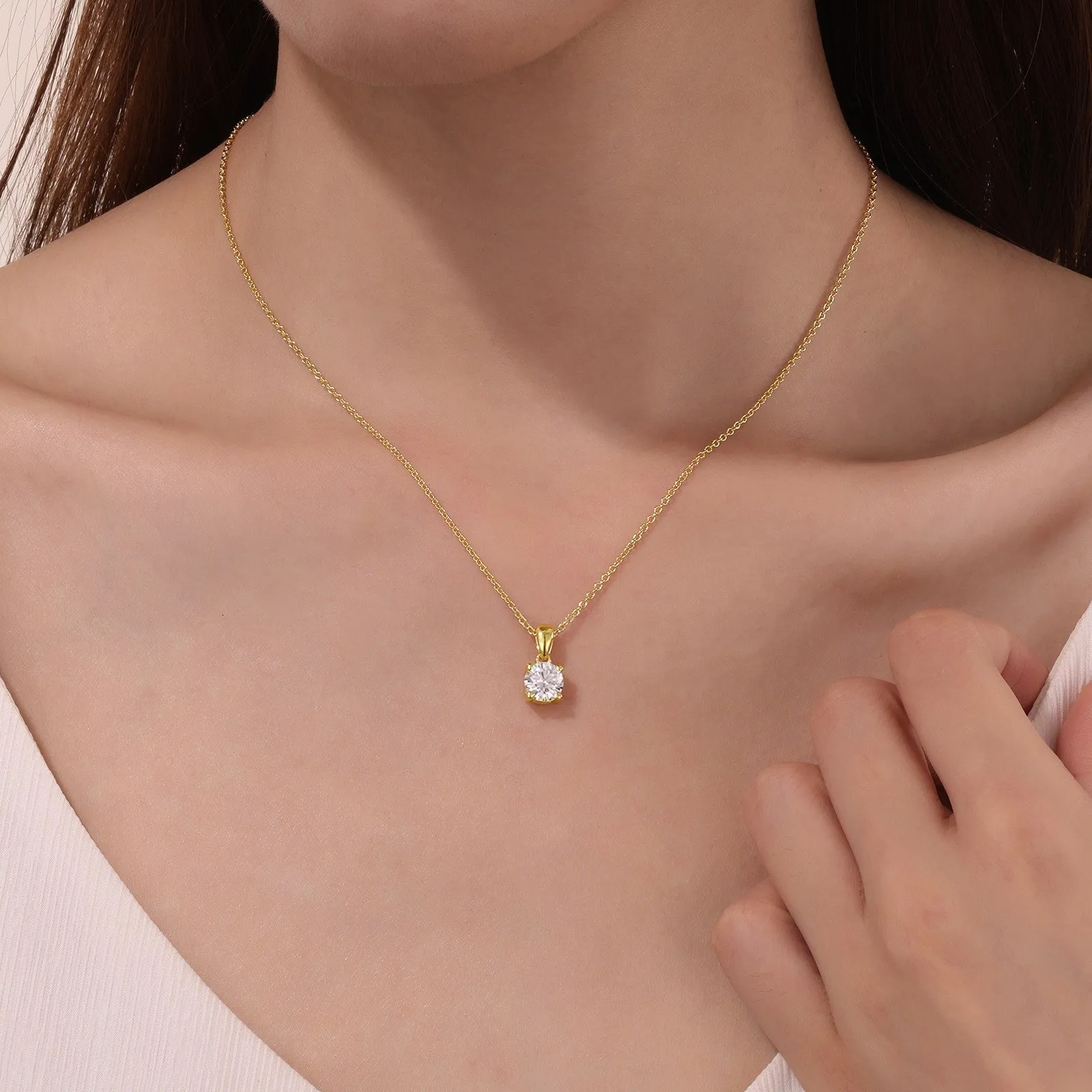 1.5 CTW 4-Prong Solitaire Necklace