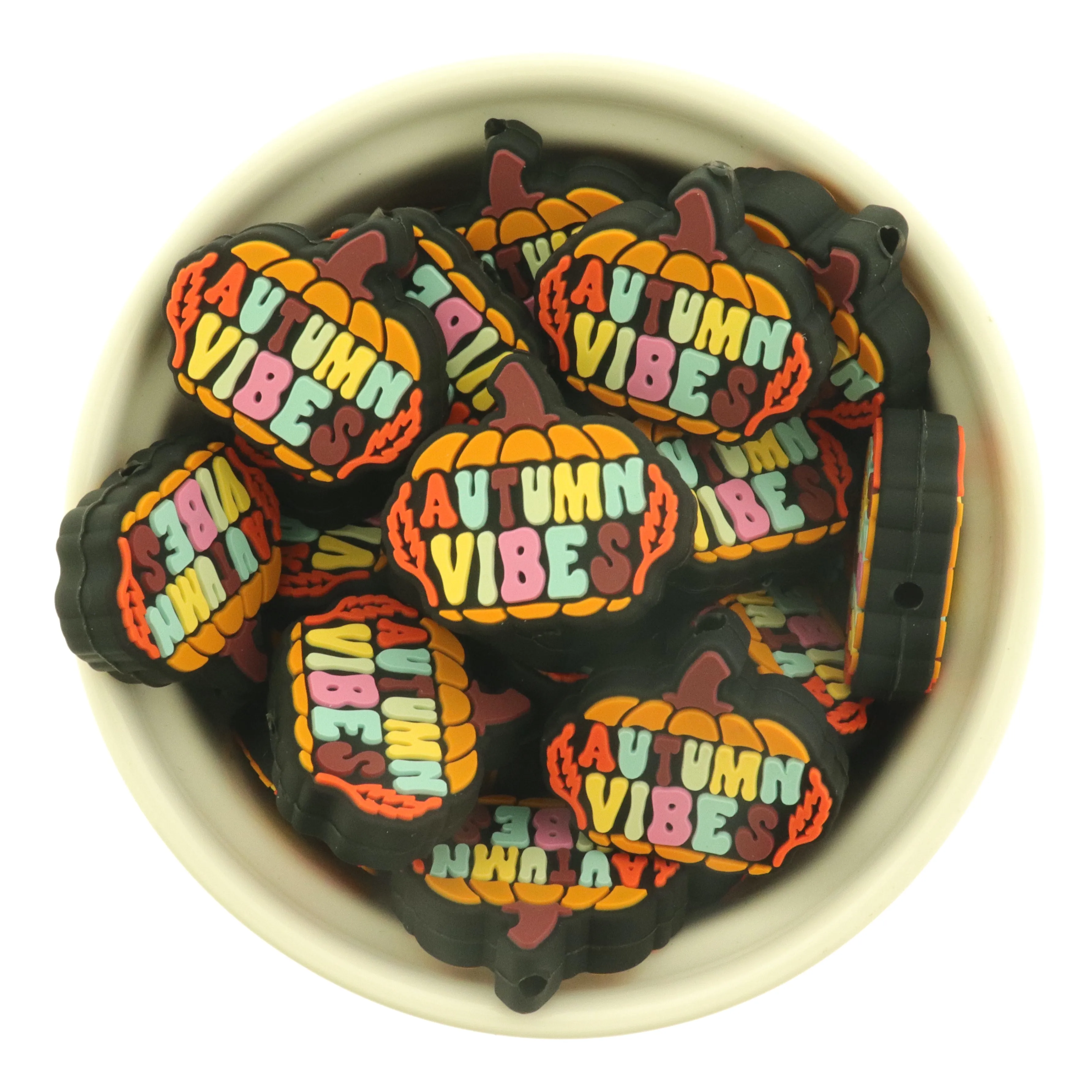 2 Autumn Vibes Silicone Focal Beads - Fall Bead - BDS136