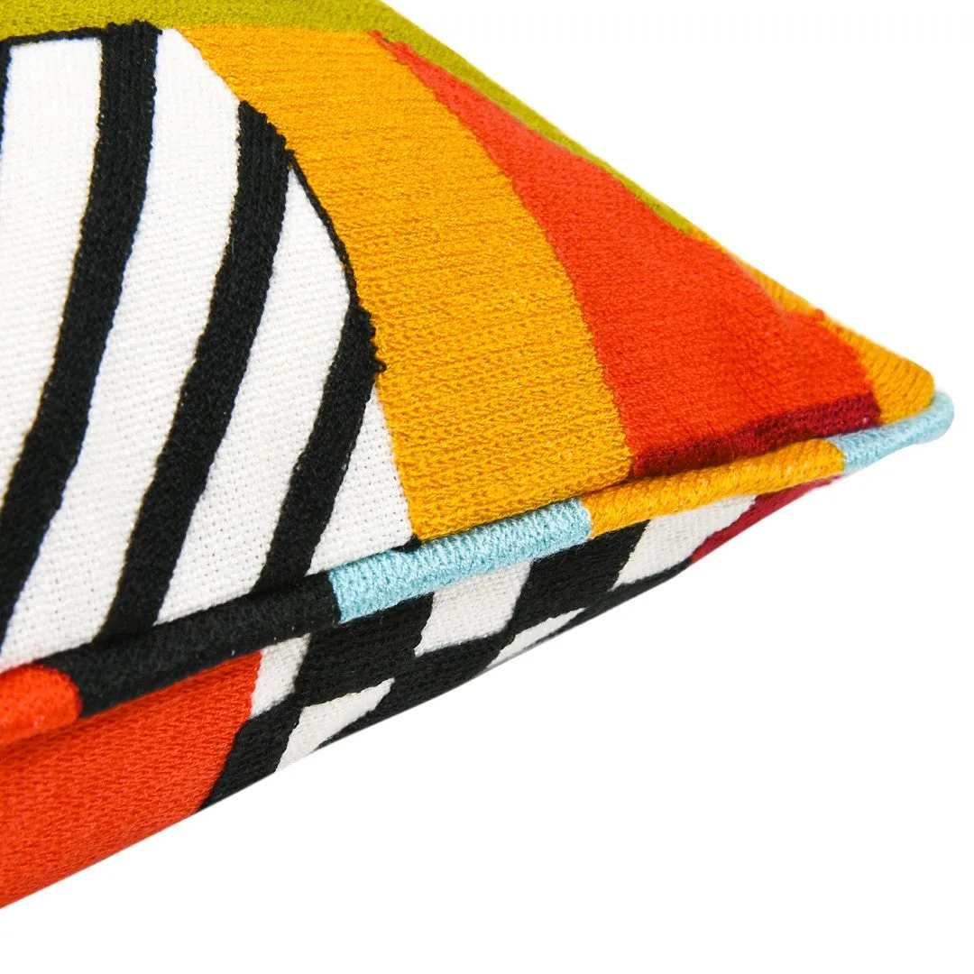 20" Square Embroidered Throw Pillow, Colorpop Multicolored Embroidery, Feather Down Insert