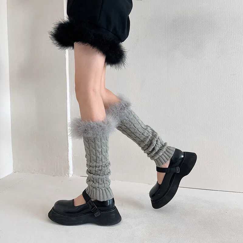 Aesthetic y2k fluffy leg warmers