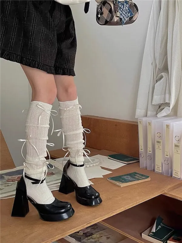 Balletcore ribbon bow stockings