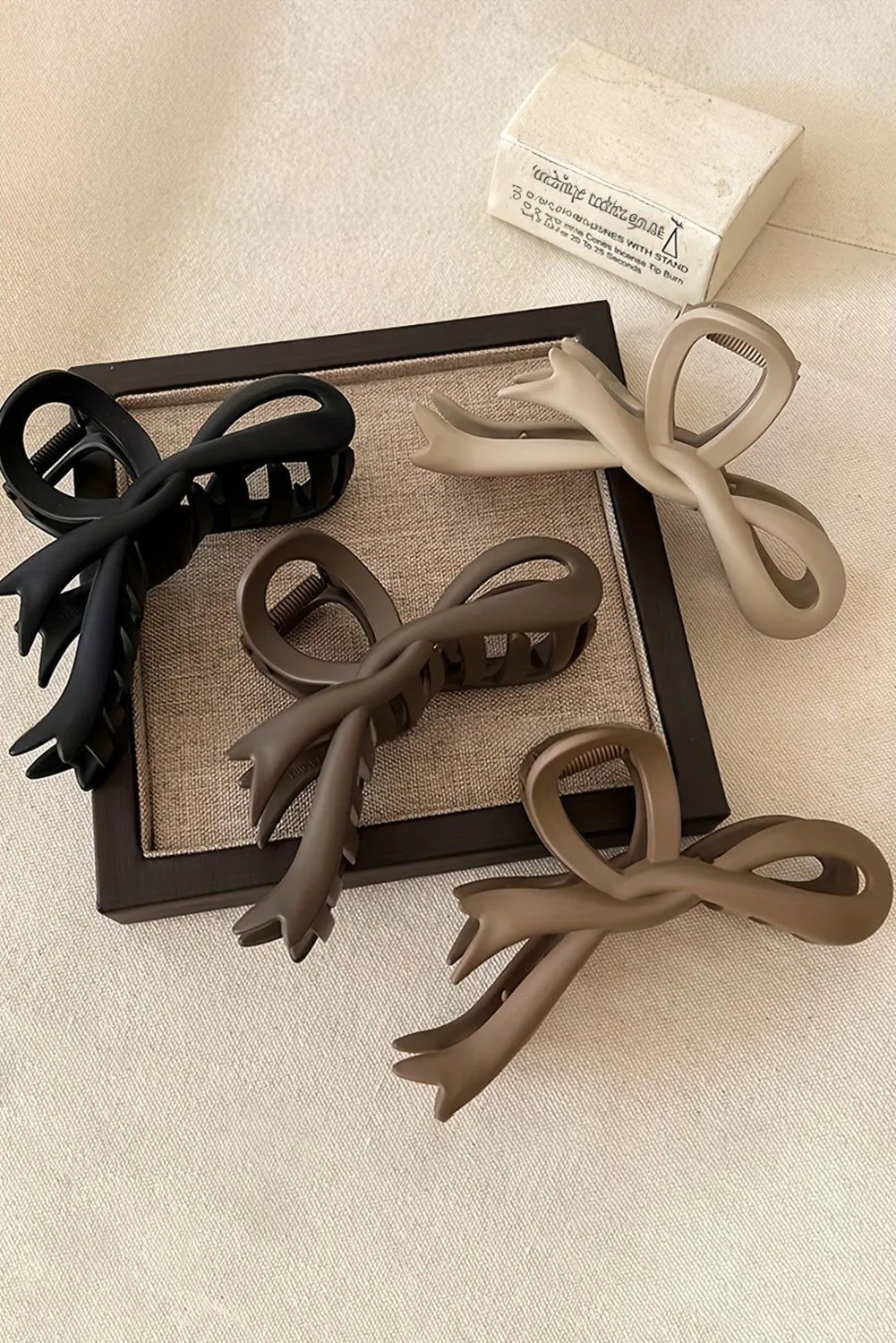 Beige Solid Color Bowknot Large Hair Claw