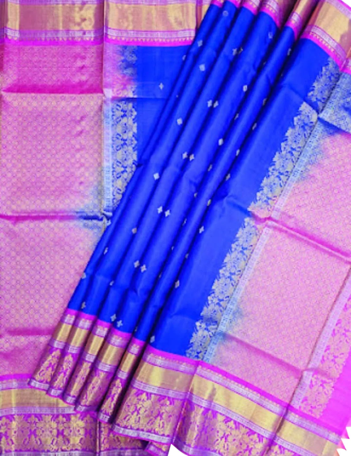 Blue Kanjeevaram Handloom Silk Dupatta - Pure Elegance