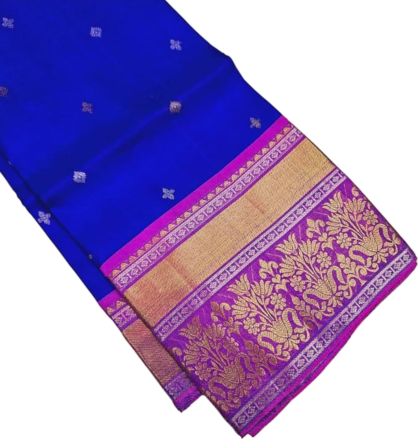 Blue Kanjeevaram Handloom Silk Dupatta - Pure Elegance