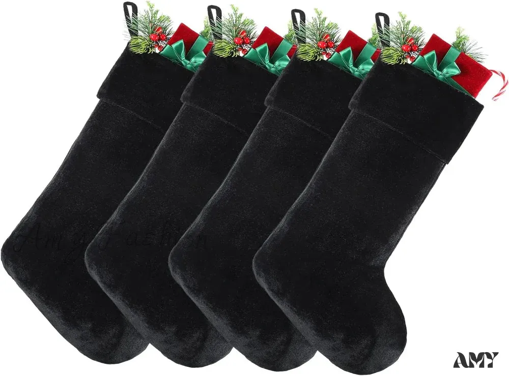 Blue Velvet Christmas Stocking - 10 x 19 Inch - Holiday Party Decor