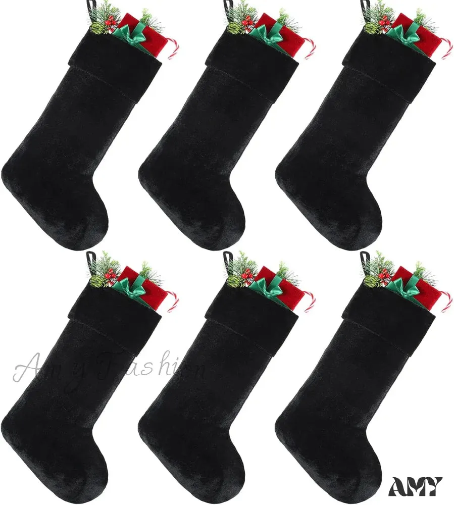 Blue Velvet Christmas Stocking - 10 x 19 Inch - Holiday Party Decor