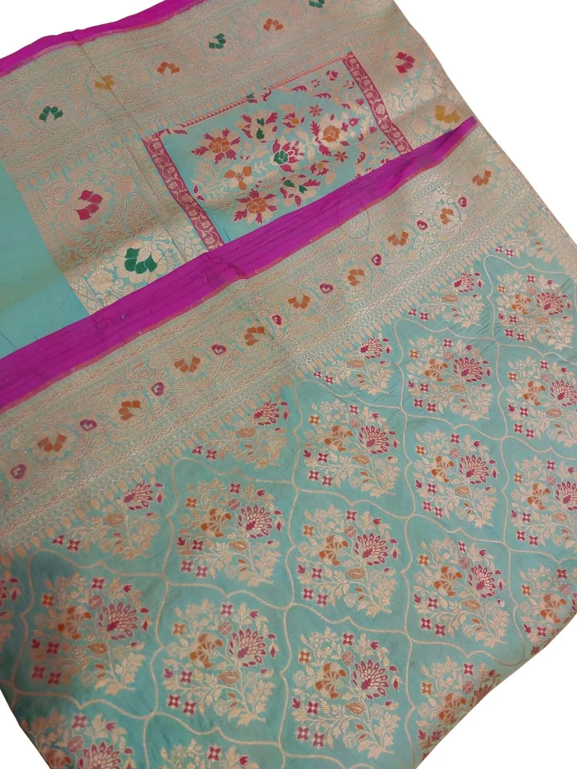 Elegant Blue Banarasi Handloom Pure Katan Silk Meenakari Saree