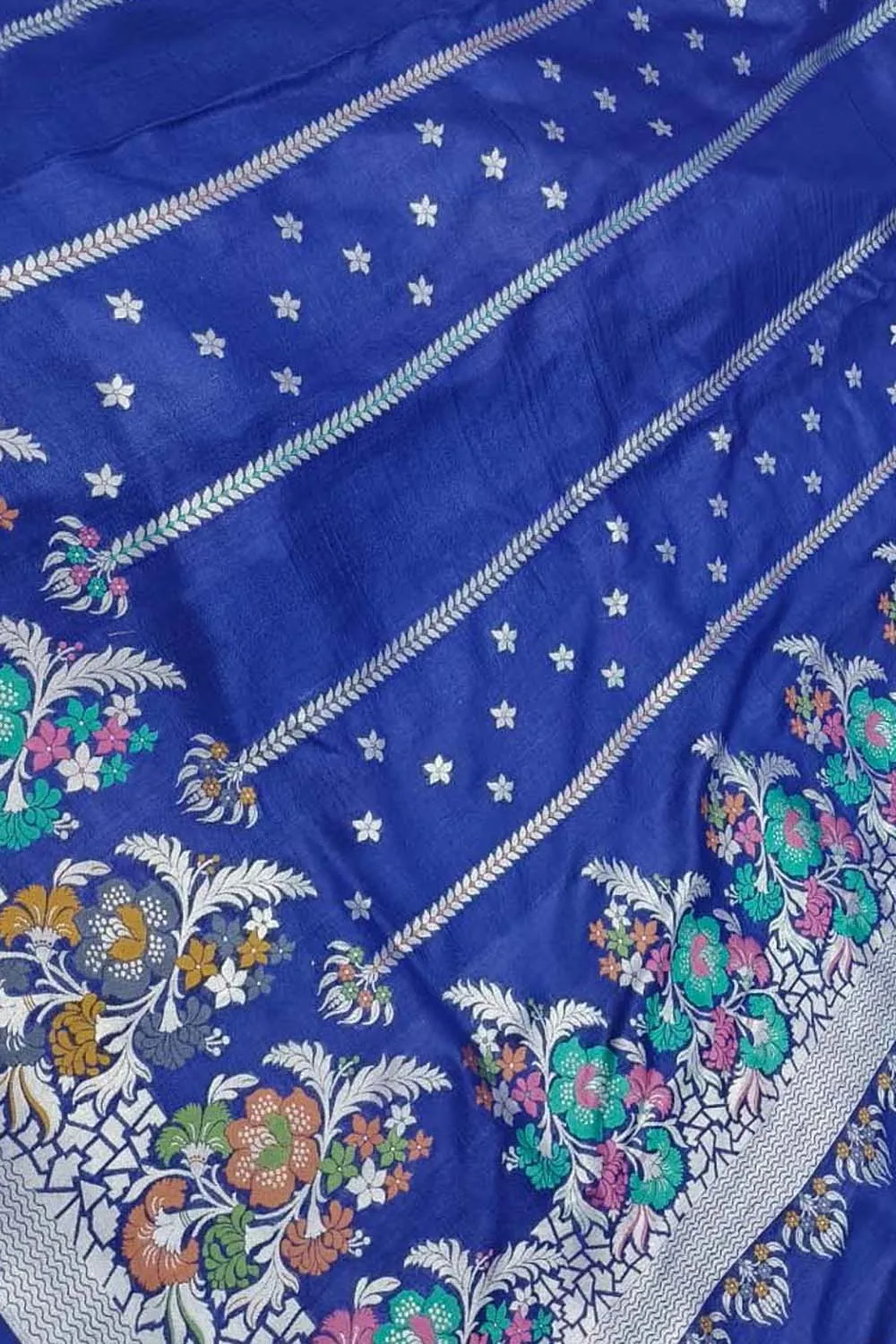 Elegant Blue Banarasi Handloom Tussar Georgette Meenakari Saree