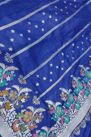 Elegant Blue Banarasi Handloom Tussar Georgette Meenakari Saree