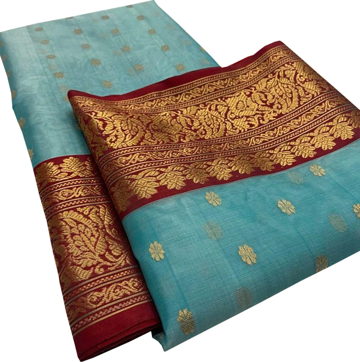 Elegant Blue Chanderi Handloom Pure Katan Silk Saree