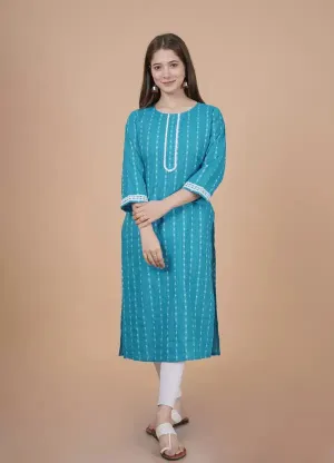 Elegant Light Blue Kurta with Woven Design