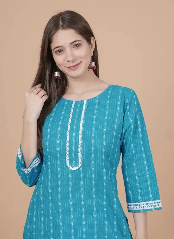 Elegant Light Blue Kurta with Woven Design
