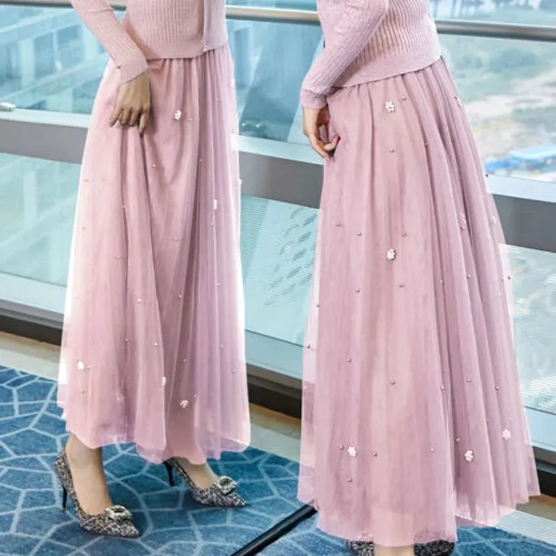 Elegant Mesh Floral Skirt