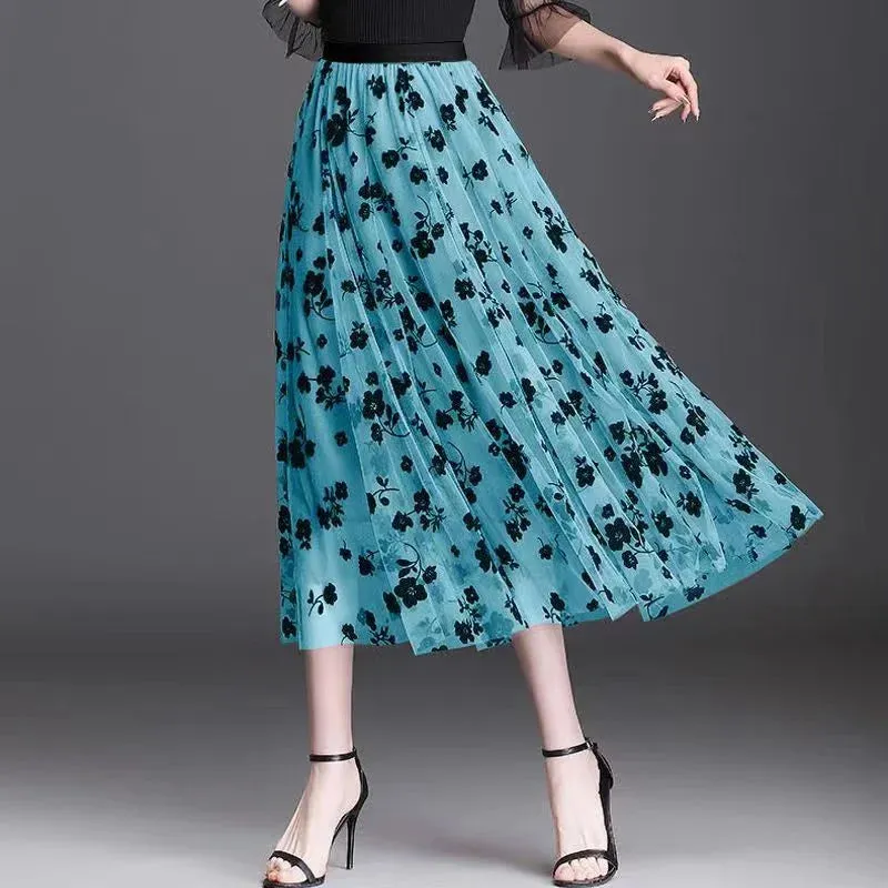 Elegant Mesh Floral Skirt