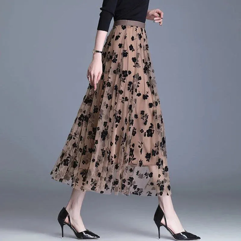 Elegant Mesh Floral Skirt
