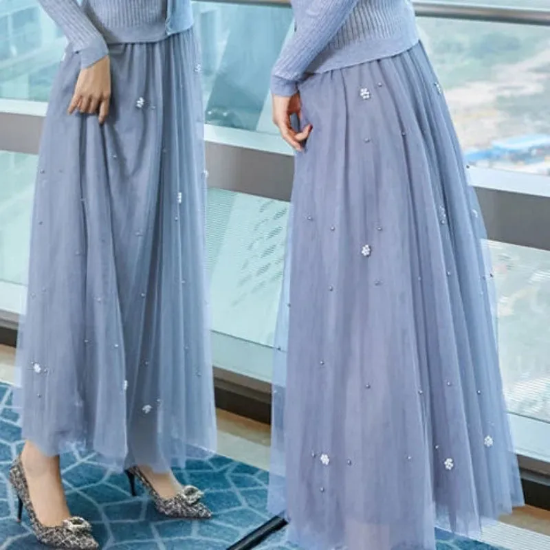 Elegant Mesh Floral Skirt