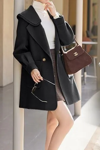 Elegant Solid Color Wool Coat