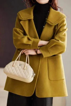 Elegant Solid Color Wool Coat
