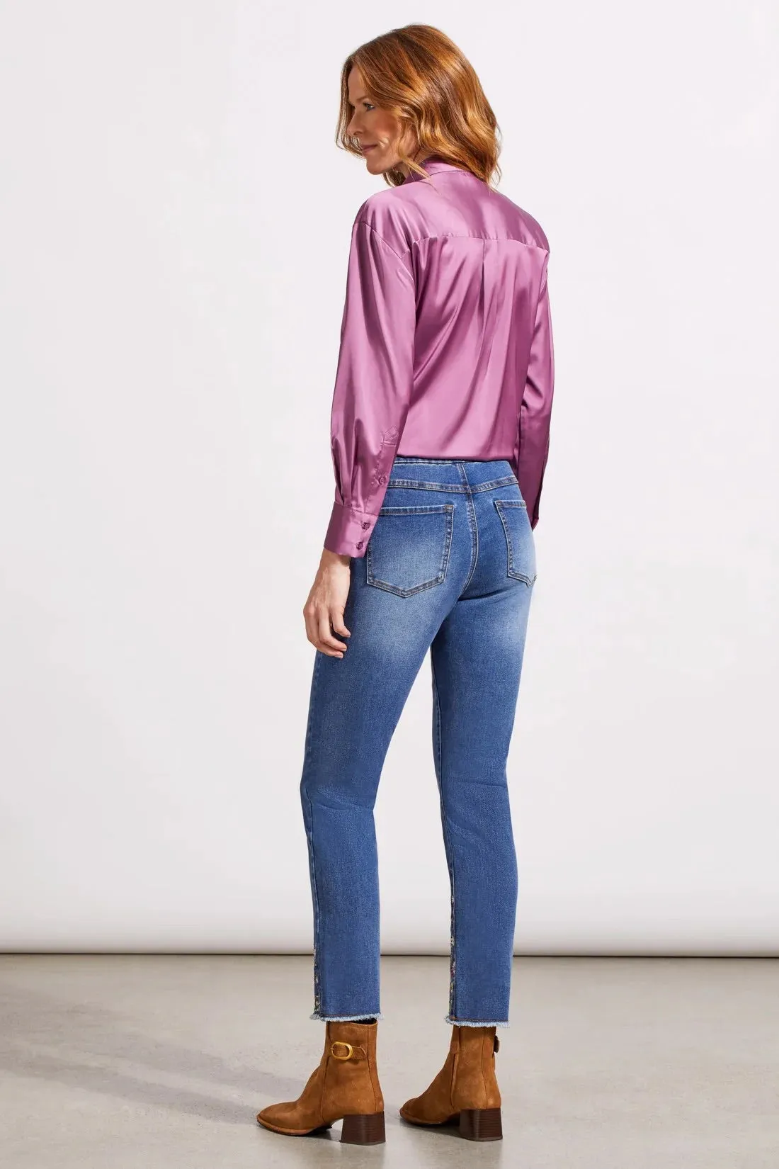 Embroidered Slim Ankle Jeans