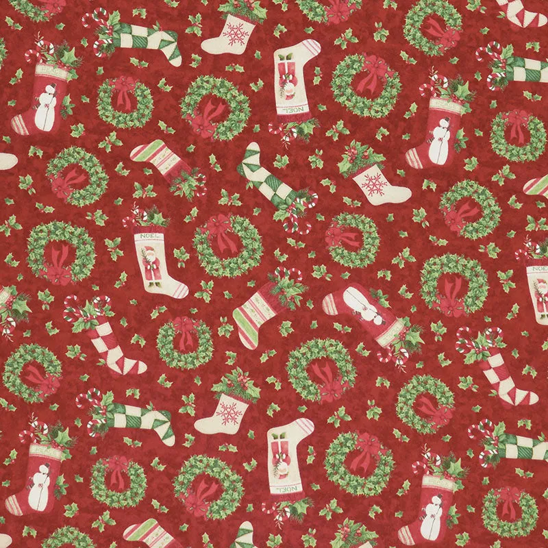 Evergreen Farm - Holiday Toss Red Yardage