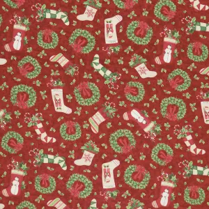 Evergreen Farm - Holiday Toss Red Yardage
