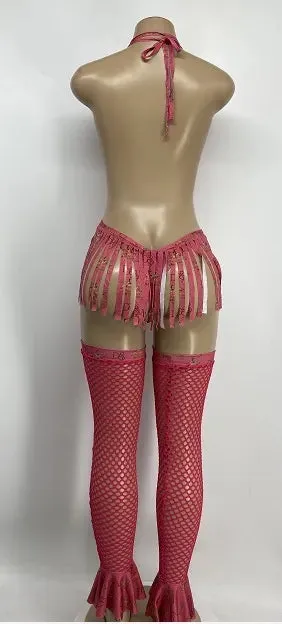 Exotic Dance Wear Rose Divine Selection One Piece with Stockings