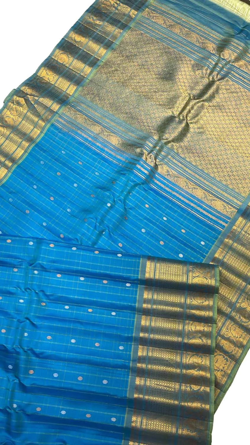 Exquisite Blue Gadwal Handloom Silk Saree: A Timeless Elegance