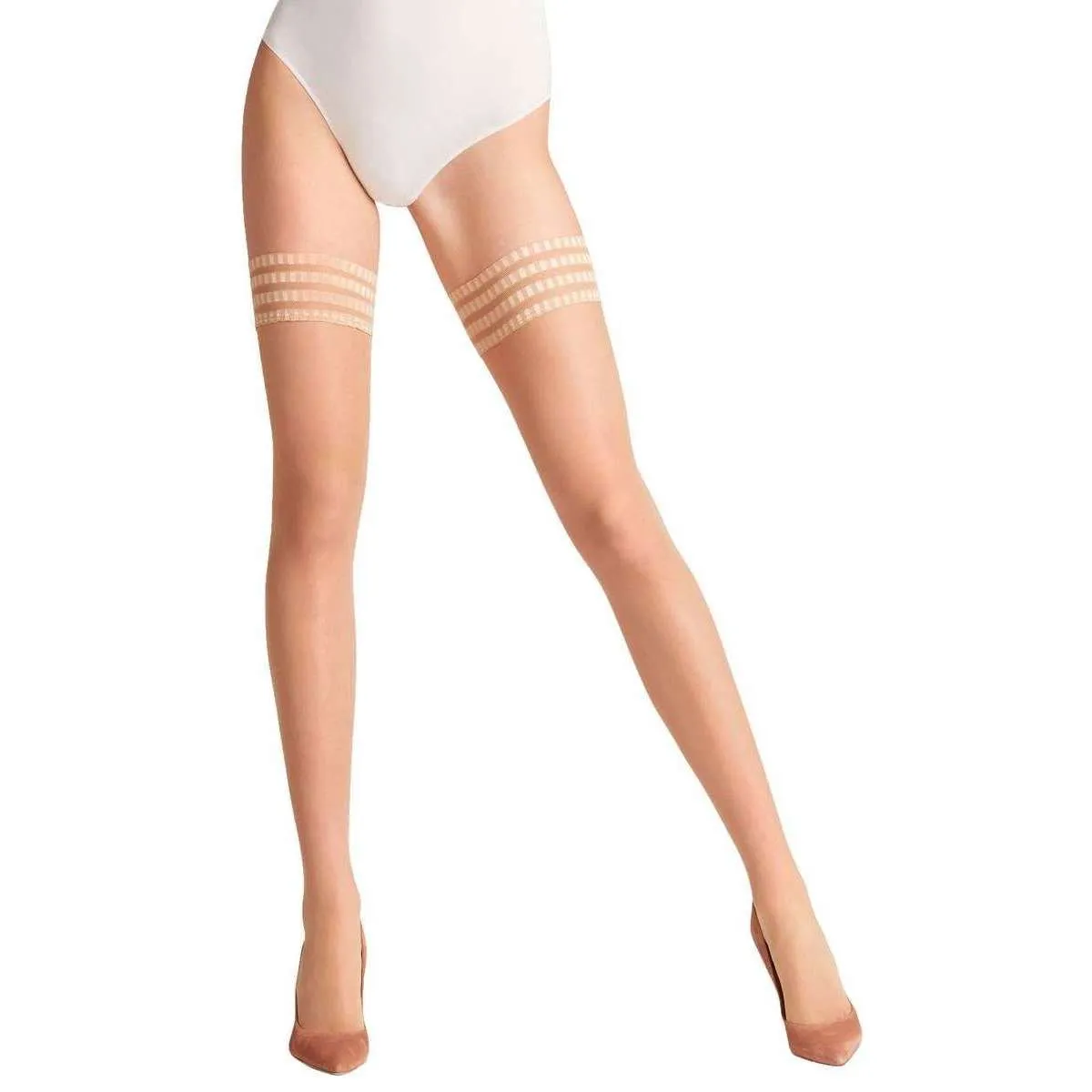 Falke Pure Matt 20 Denier Stay Up Stockings - Golden Tan