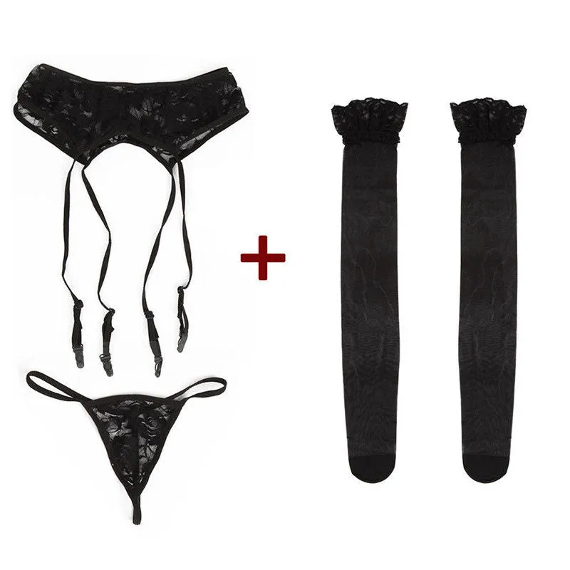 Fashionable Sexy Women's Babydoll Lace Stockings With Underwear & Belt