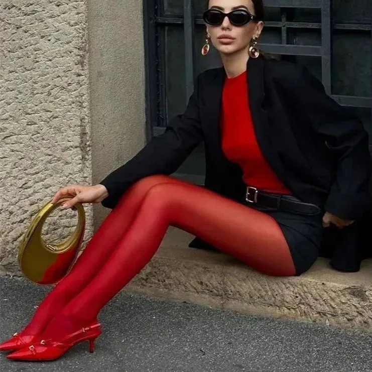 Fire Red Stockings - Sheer or Opaque