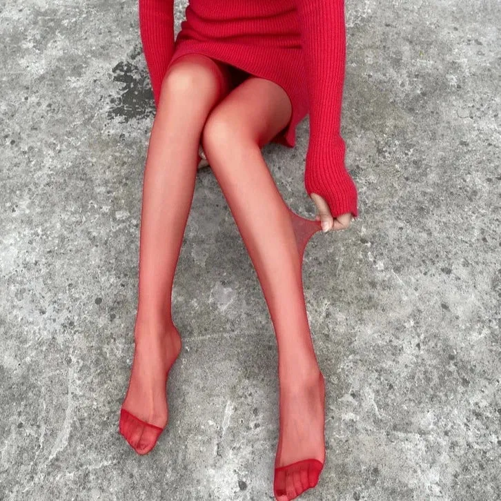 Fire Red Stockings - Sheer or Opaque
