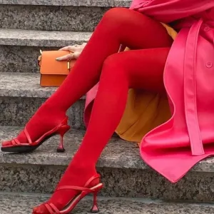 Fire Red Stockings - Sheer or Opaque