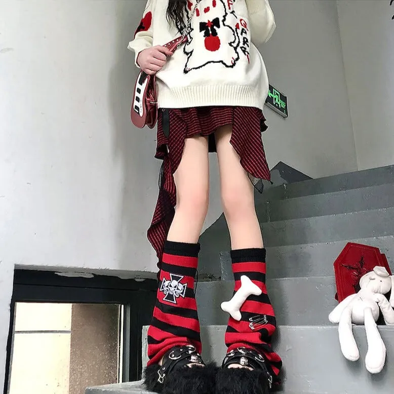 Harajuku bone punk leg warmers