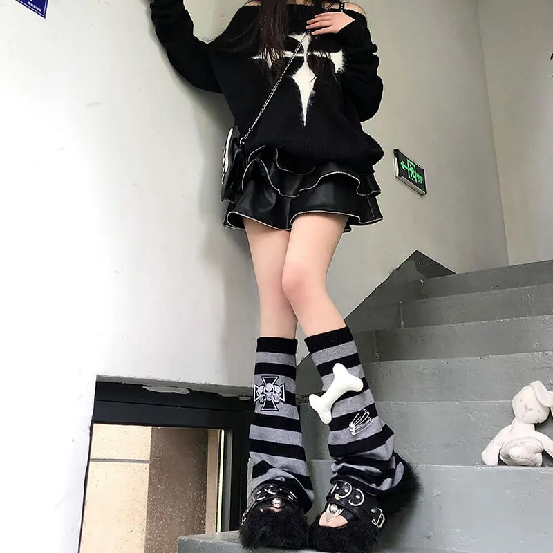Harajuku bone punk leg warmers