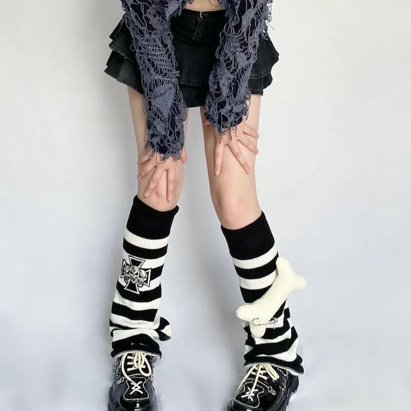 Harajuku bone punk leg warmers
