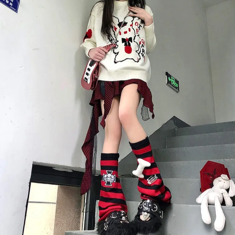 Harajuku bone punk leg warmers