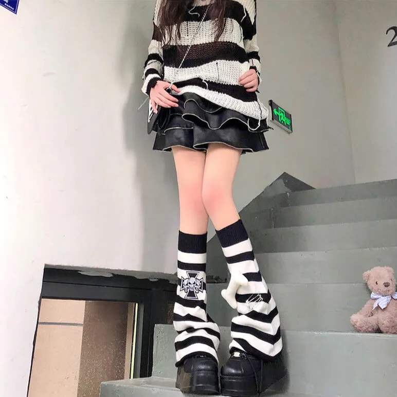Harajuku bone punk leg warmers