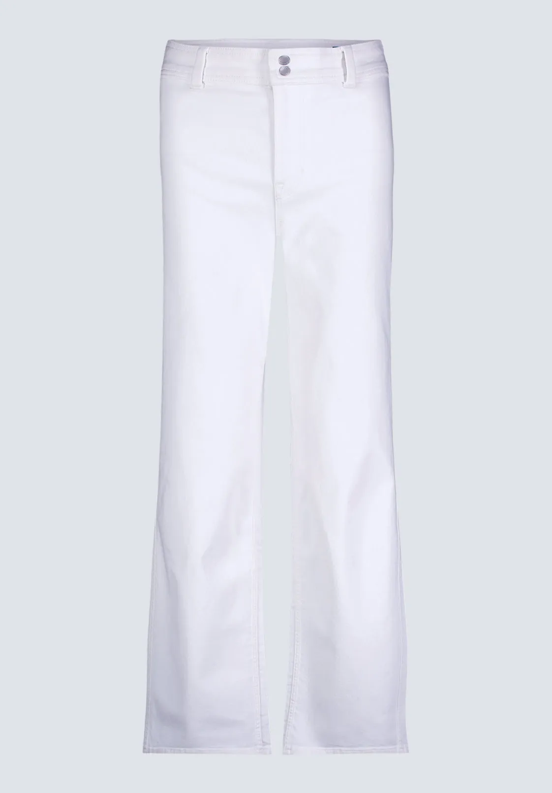 High Rise Wide Leg Adele Women's Soft Wash Jeans, White - BL16012