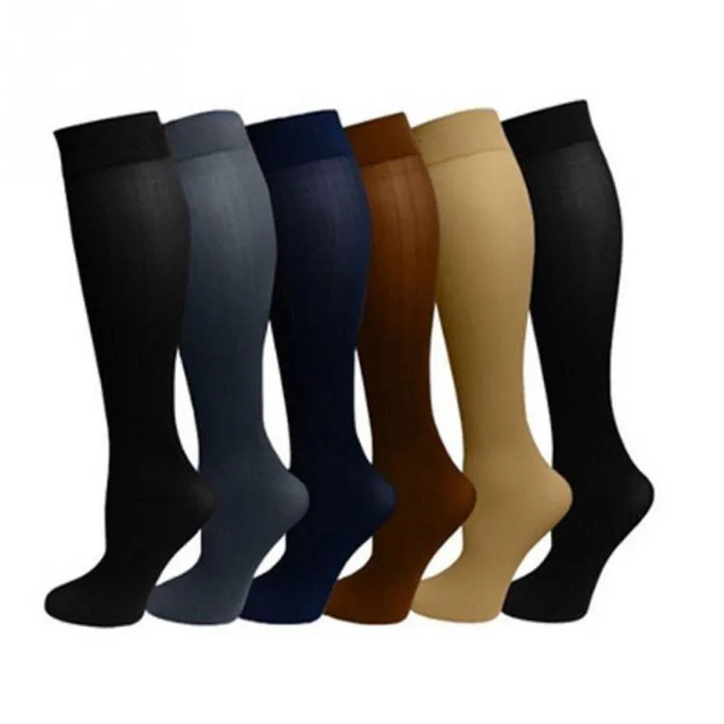 Hot Unisex Compression Stockings Pressure Nylon Varicose Vein Stocking Knee High Leg Support Stretch Circulation Stock