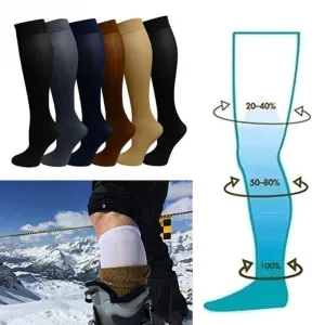 Hot Unisex Compression Stockings Pressure Nylon Varicose Vein Stocking Knee High Leg Support Stretch Circulation Stock