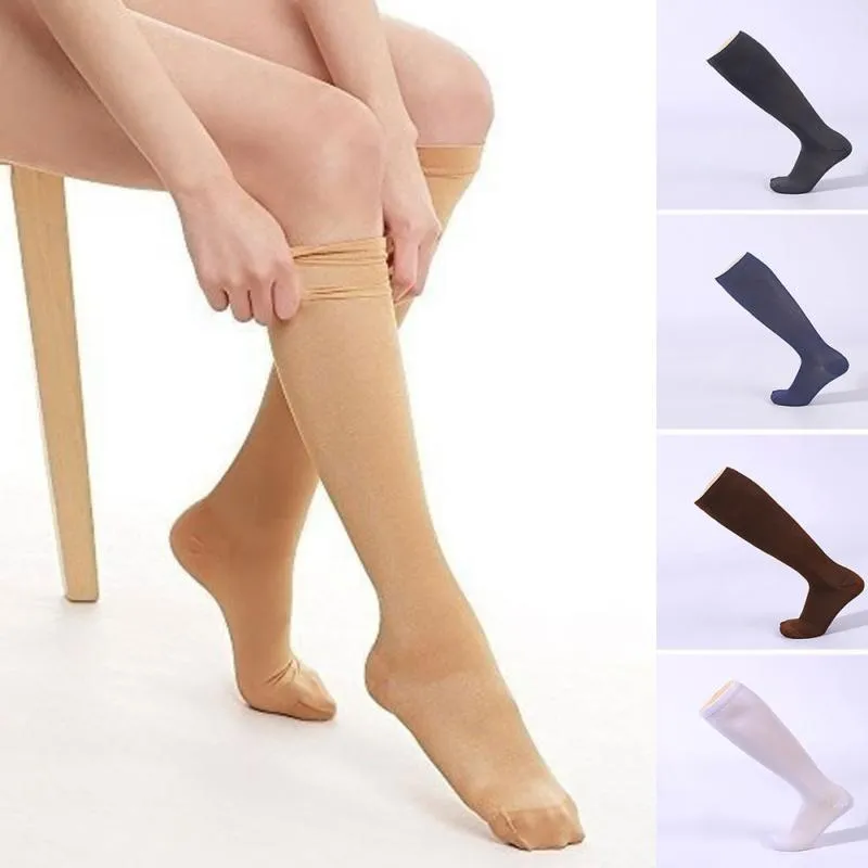Hot Unisex Compression Stockings Pressure Nylon Varicose Vein Stocking Knee High Leg Support Stretch Circulation Stock
