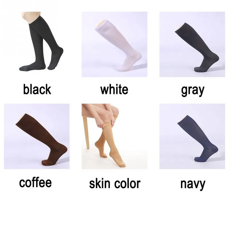 Hot Unisex Compression Stockings Pressure Nylon Varicose Vein Stocking Knee High Leg Support Stretch Circulation Stock