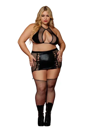 IF You're Lucky! Curvy Size Wet Look Set
