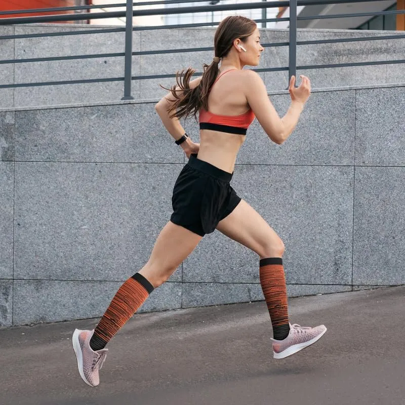 Kickticks 4 Pairs Compression Socks for Woman & Man Unisex 20-30mmHg Knee high Plus Size Wide Calves for Flying Running