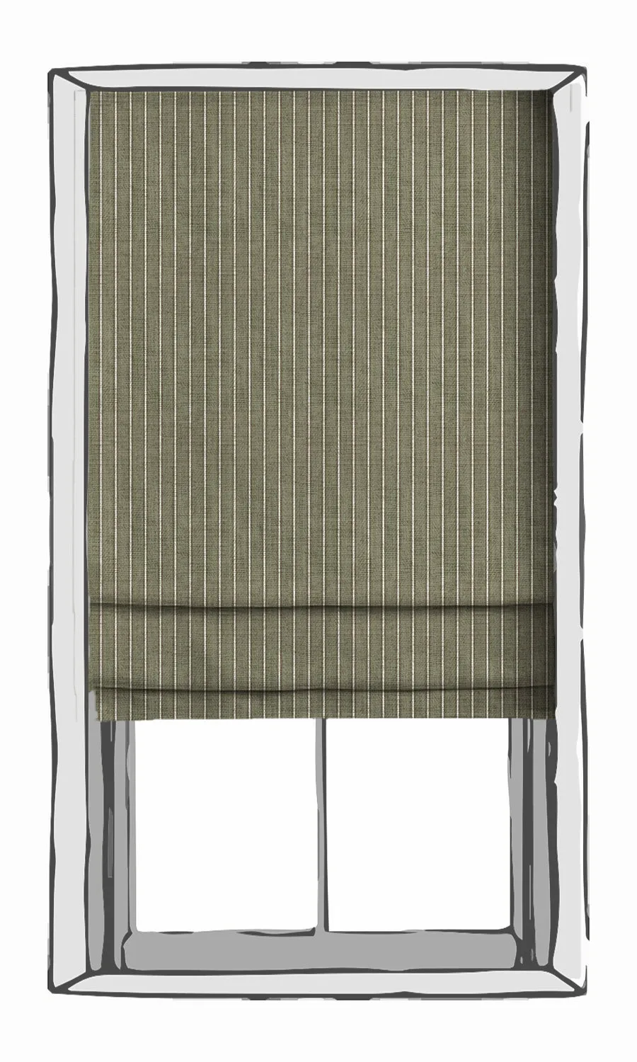 'Landscape Pine' Modern Striped Print Roman Blinds (Olive Green)