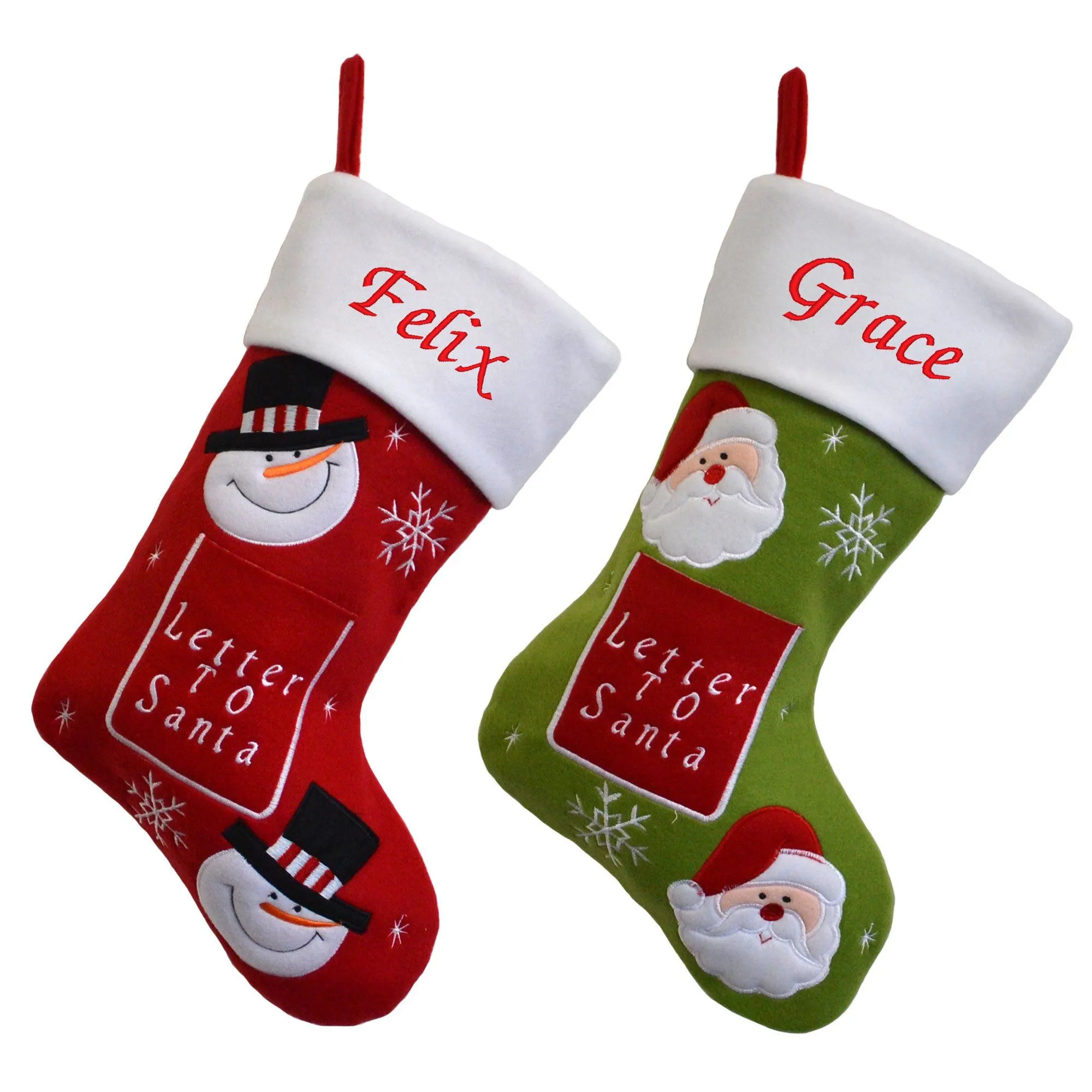 Luxury Deluxe Personalised Embroidered Christmas Letter to Santa Xmas Stocking