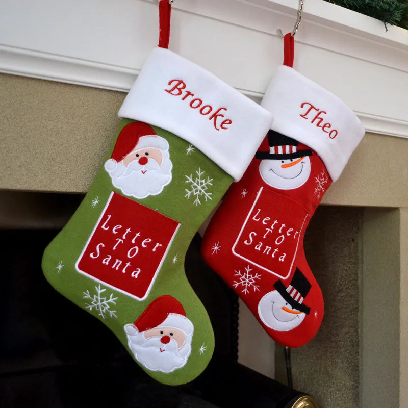 Luxury Deluxe Personalised Embroidered Christmas Letter to Santa Xmas Stocking