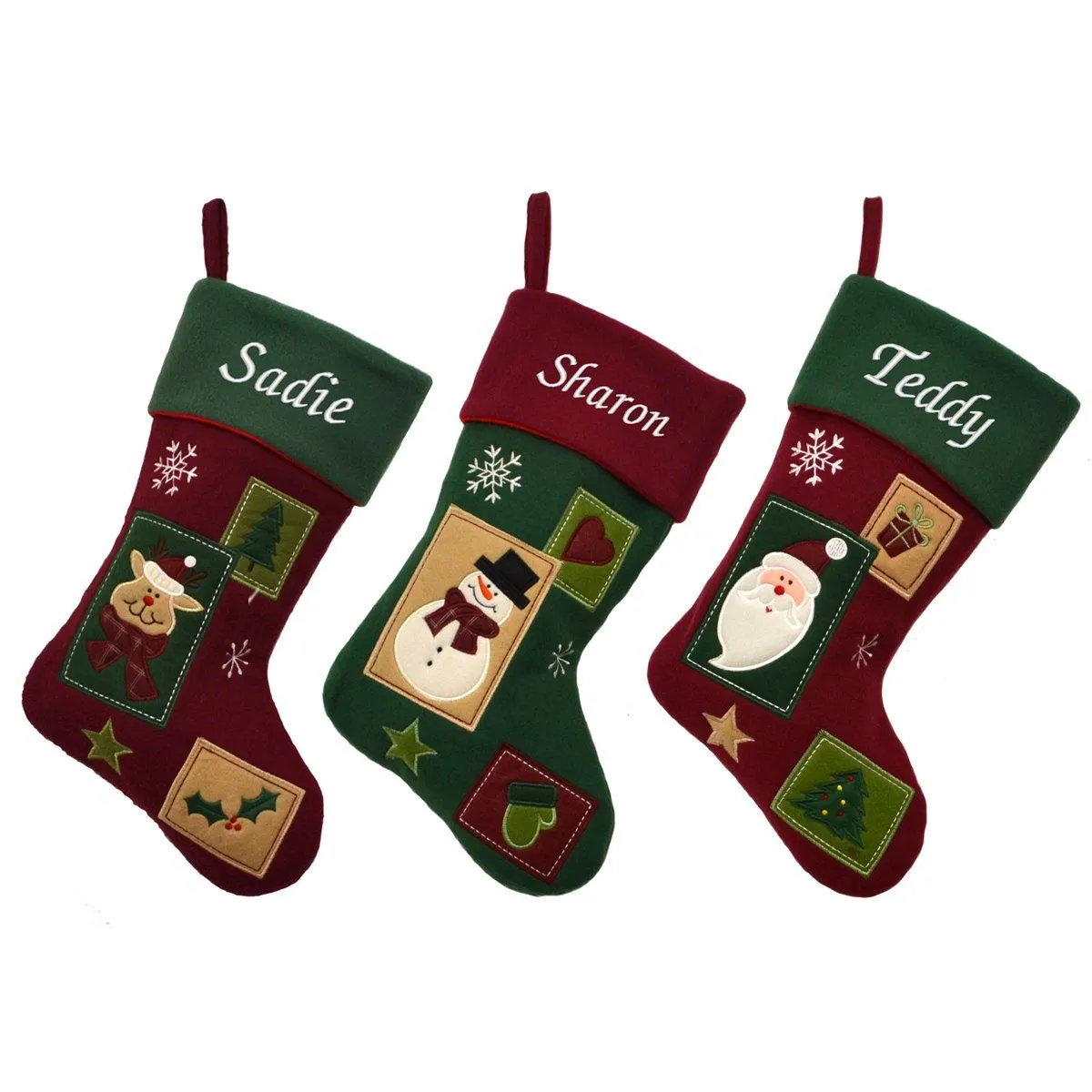 Luxury Personalised Embroidered Vintage Patchwork Style Christmas Stocking