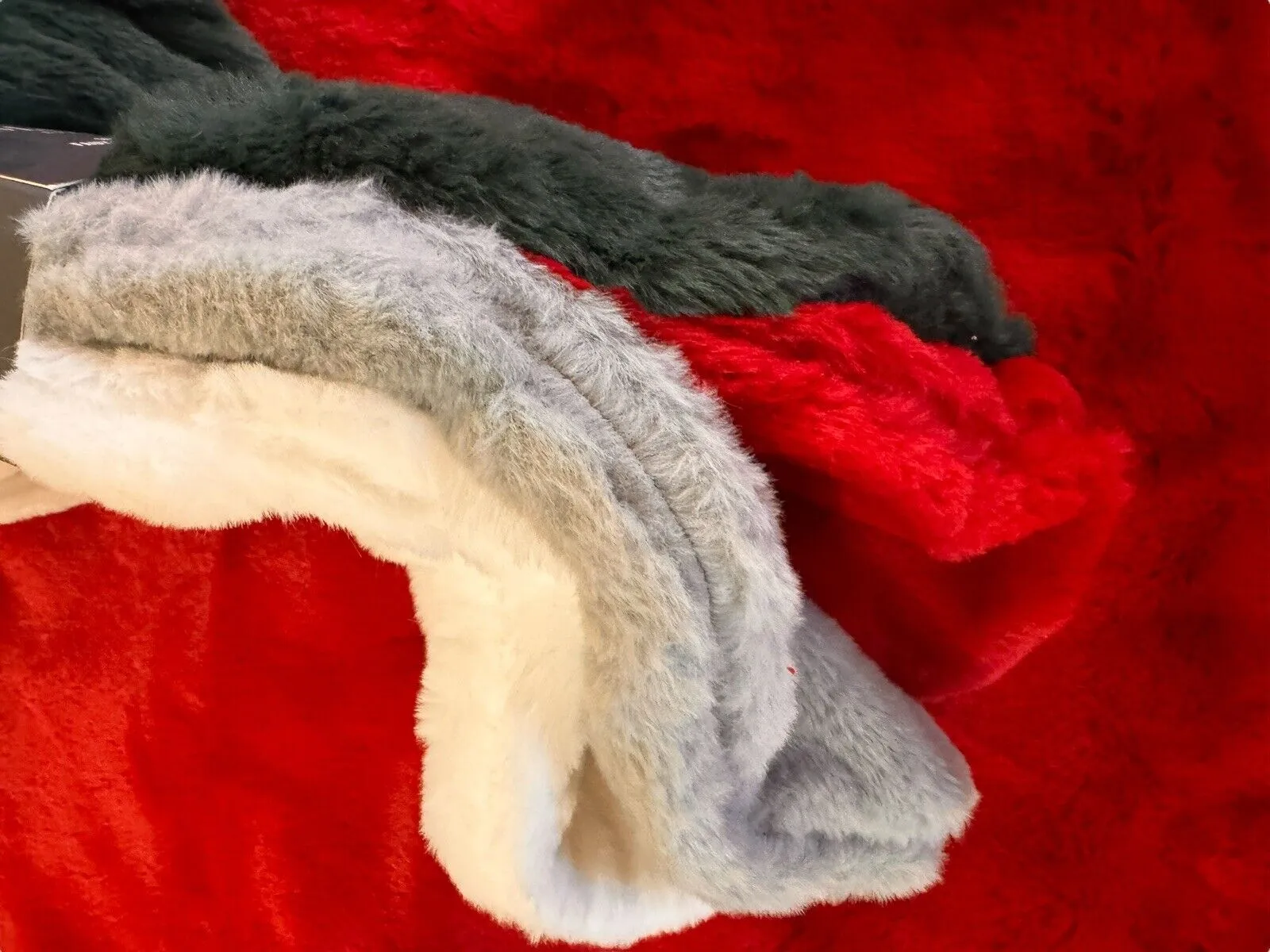 Martha Stewart Red Faux Fur Christmas Tree Skirt and Stocking Set