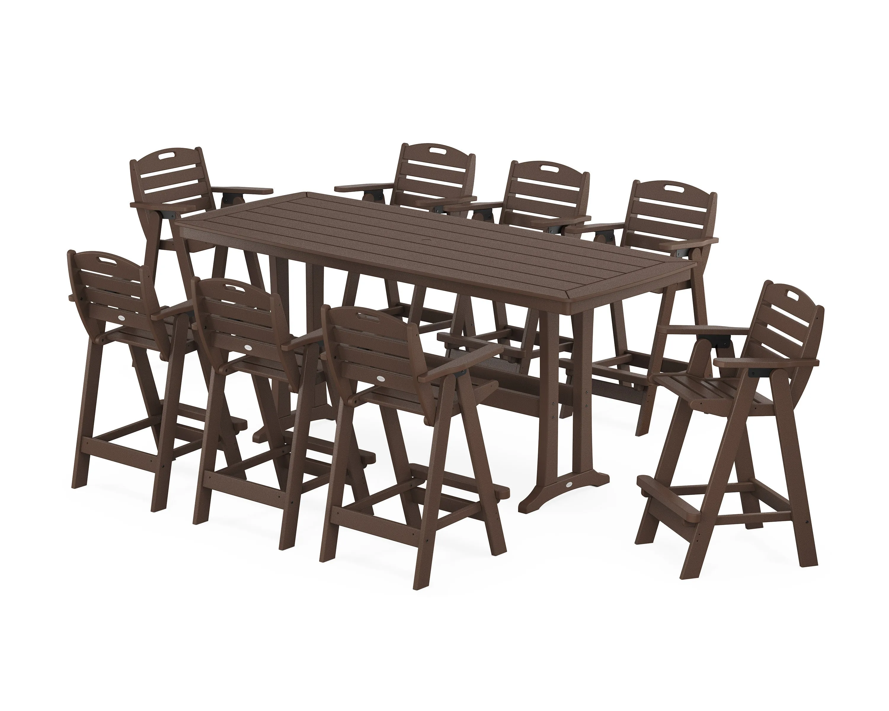 Nautical 9-Piece Bar Set with Trestle Legs